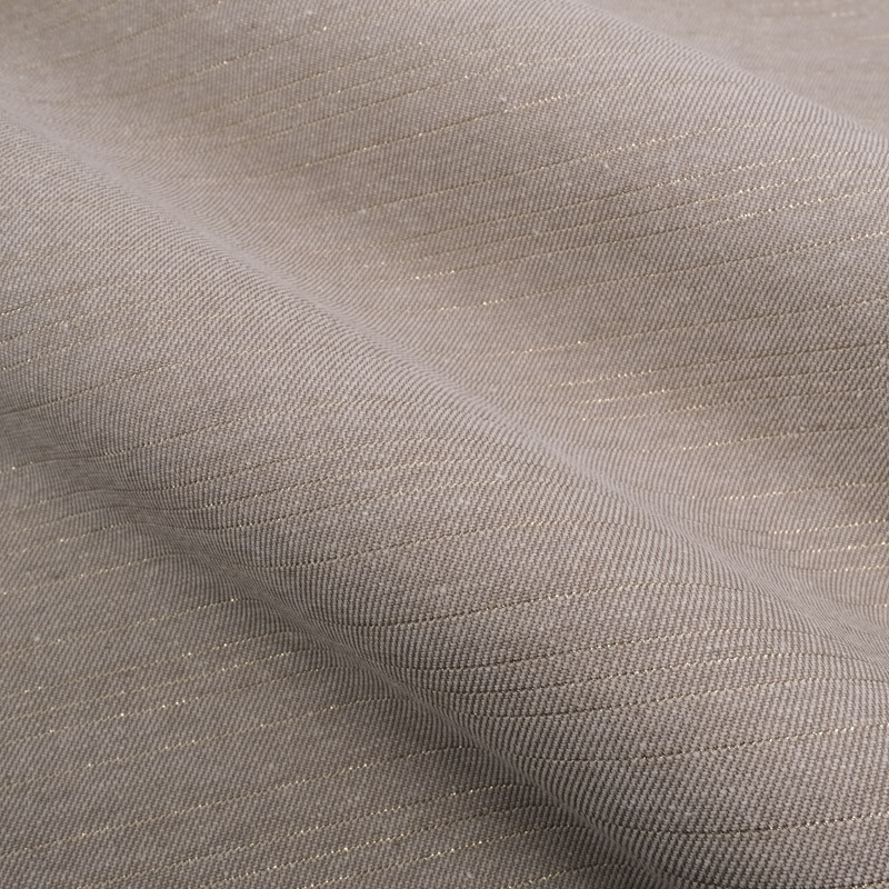 Tissu Nappage Noël Taupe Rayures Dorées - 280cm - Maison Klem